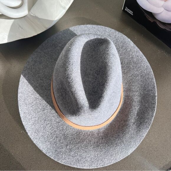 Quagga Green Label Gray Wool 100% Felt Fedora Hat with Brown Band - Picture 3 of 6